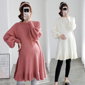 秋冬装 宽松洋气孕妇装 大码 连衣裙秋季 孕妇毛衣冬新款 潮中长款 套装