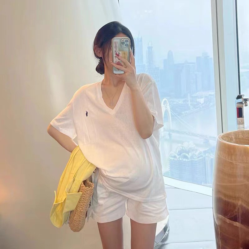 纯棉孕妇装白色小马刺绣短袖T恤衫夏季新款宽松显瘦孕妈大码上衣