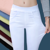 九分小脚弹力高腰紧身松紧腰铅笔裤 女外穿薄款 白色打底裤 2026新款