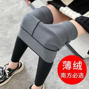 八分鲨鱼裤女外穿秋冬加绒紧身瑜伽显瘦裤小个子九分加厚黑打底裤