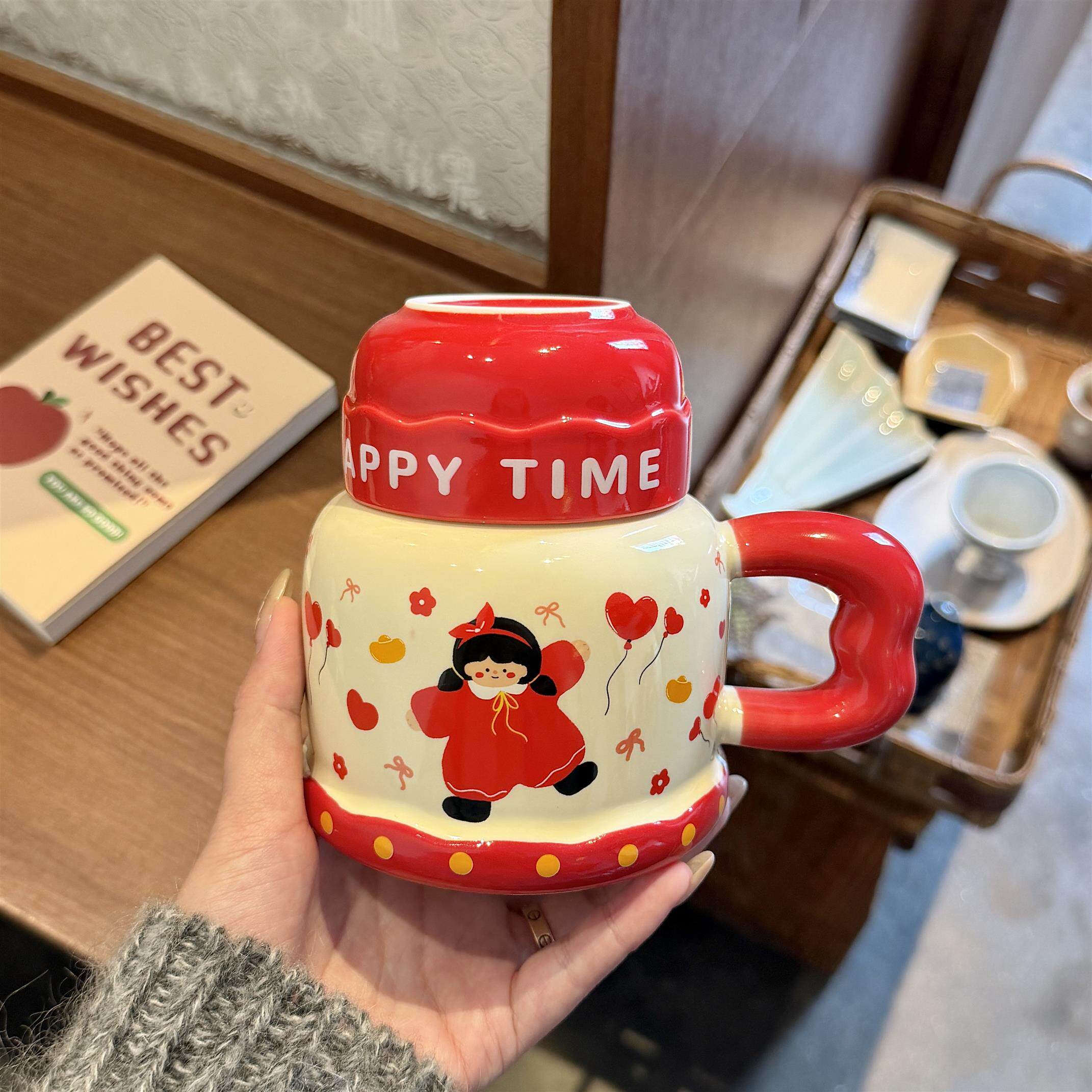 喜庆马克杯带盖2026新款杯子本命年高颜值陶瓷水杯新年礼物送闺蜜