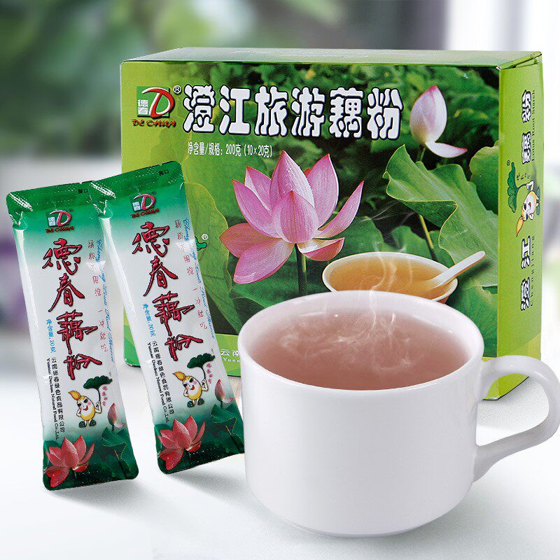 云南特产德春澄江藕粉早餐即食冲泡饮品旅游藕粉袋装200克盒装