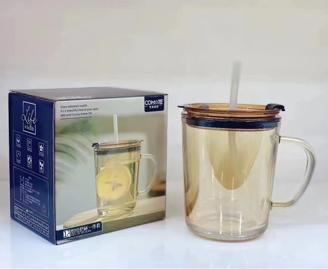 可美瑞特缤纷把杯吸管杯玻璃杯子