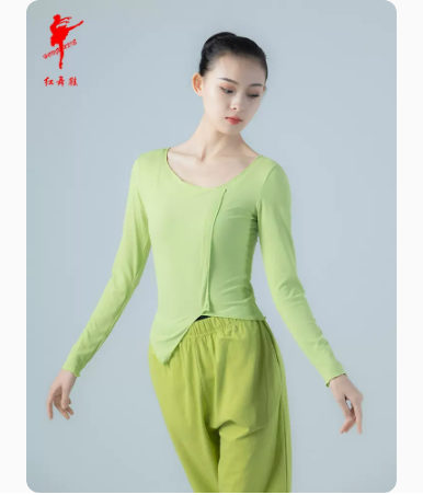 红舞鞋舞蹈服女成人现代舞长袖