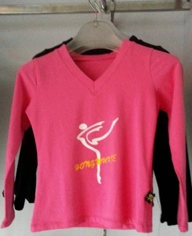 红舞鞋长袖前v后圆领练功服薄棉舞蹈上衣薄棉长袖舞蹈练功服38071