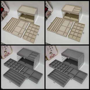 首饰收纳盒饰品托盘耳环钉发窟架项链绒布盒亚克力防氧化高档精致