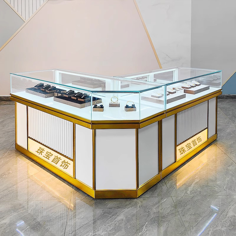 奢侈品珠宝柜台展示柜饰品吊坠玉器黄金店珍藏品烤漆木质玻璃展柜