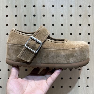 欧货玛丽珍鞋欧洲站2025秋季新款反绒皮女鞋松糕底休闲鞋浅口单鞋