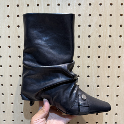 欧洲站真皮女鞋2025冬季新款欧货舒适百搭时装靴潮尖头短靴子短筒