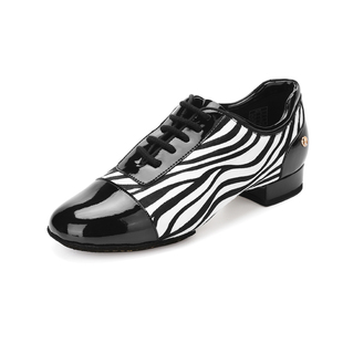 摩登男鞋adsmissfun新款A4023-19进口斑马纹马毛皮平跟华尔兹舞鞋