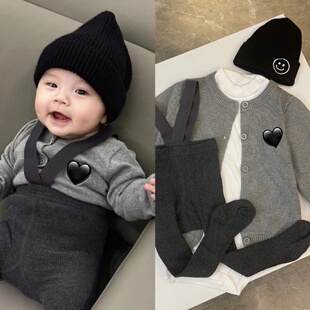 小童打底衫 配举重裤 洋气宝宝开衫 薄款 灰色潮 灰色毛衣女童针织衫