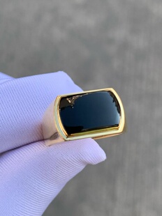 天然缅甸a货冰种墨翠马鞍戒指18k黄金镶嵌戒指简约经典款