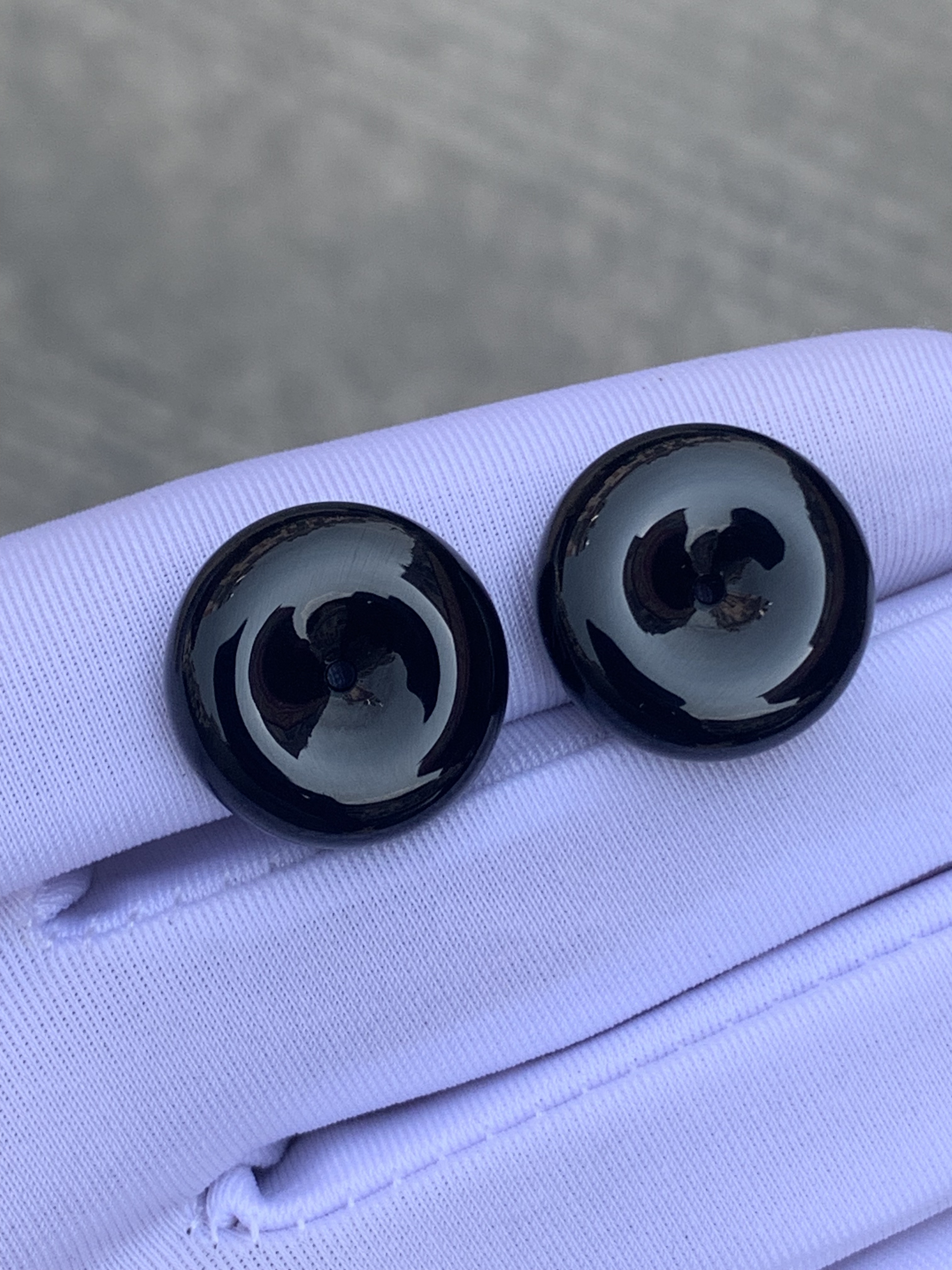 天然缅甸a货冰种墨翠平安扣裸石一对可定制耳坠吊坠冰纯绿透