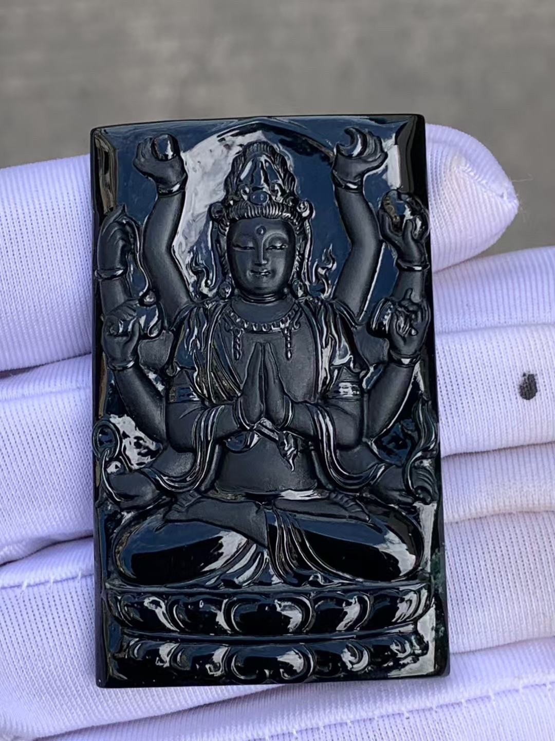 凝墨家天然缅甸翡翠冰种墨翠千手翡翠裸石/蛋面