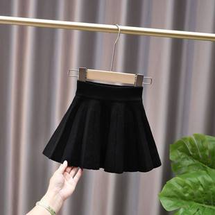 童装女童新款百褶裙韩版毛针织春秋半身裙中大童冬季短裙百褶洋气