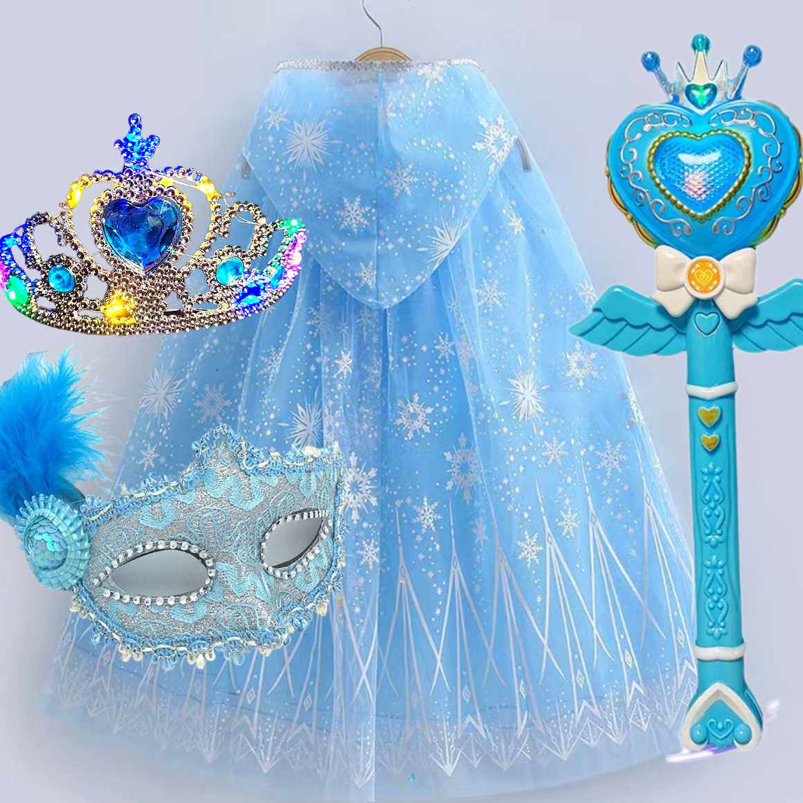 发光爱莎斗篷披风套装儿童节圣诞节表演服儿童过年玩具送孩子礼物