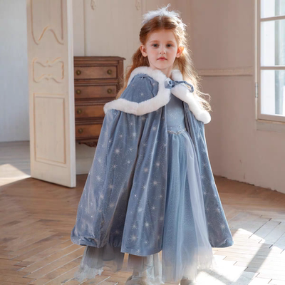 爱莎公主披风冰雪奇缘女童秋冬新款艾莎披肩爱沙儿童斗篷加绒外套