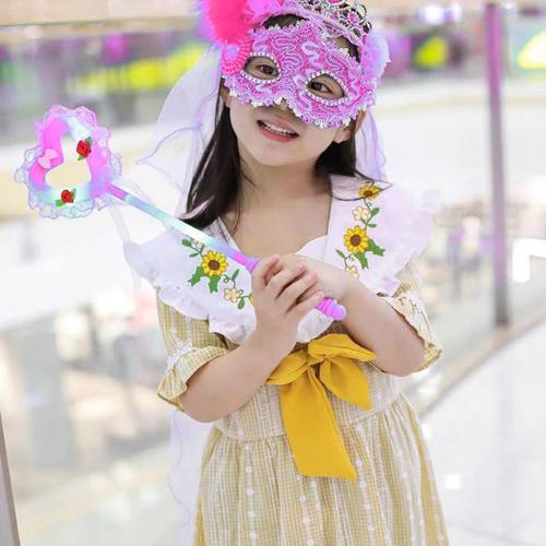 冰雪公主儿童面具女舞会公主女孩皇冠头纱节日派对装扮化妆万圣节