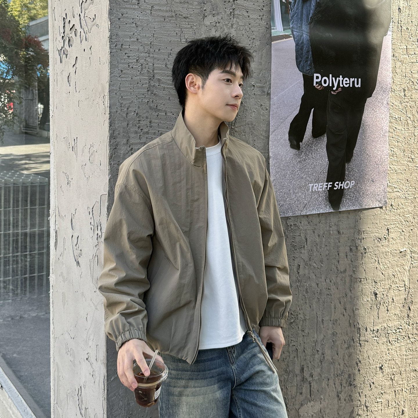 暗物质卡其色立领夹克男生日系复古宽松休闲上衣外套2026春季新款