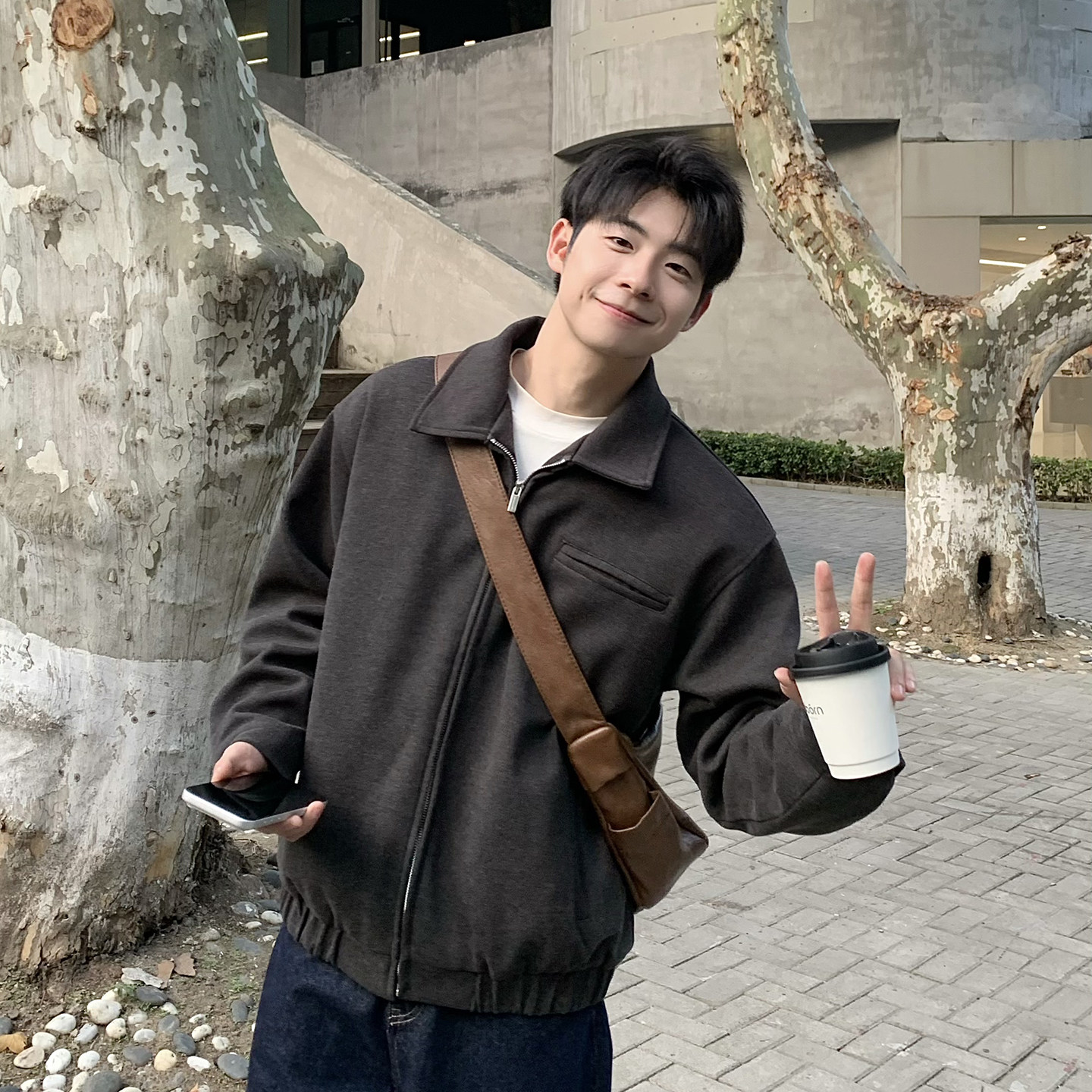 翻领复古夹克棉服冬季男款宽松加厚保暖棉袄厚外套高级感2025新款