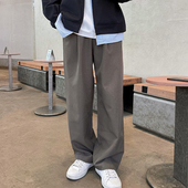 春秋季 男2026新款 长裤 咖啡纯色西裤 子宽松休闲裤 垂感百搭简约复古