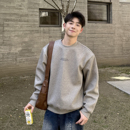 540g重磅无帽复古做旧加绒卫衣男款 男生圆领加厚外套冬 2025新款