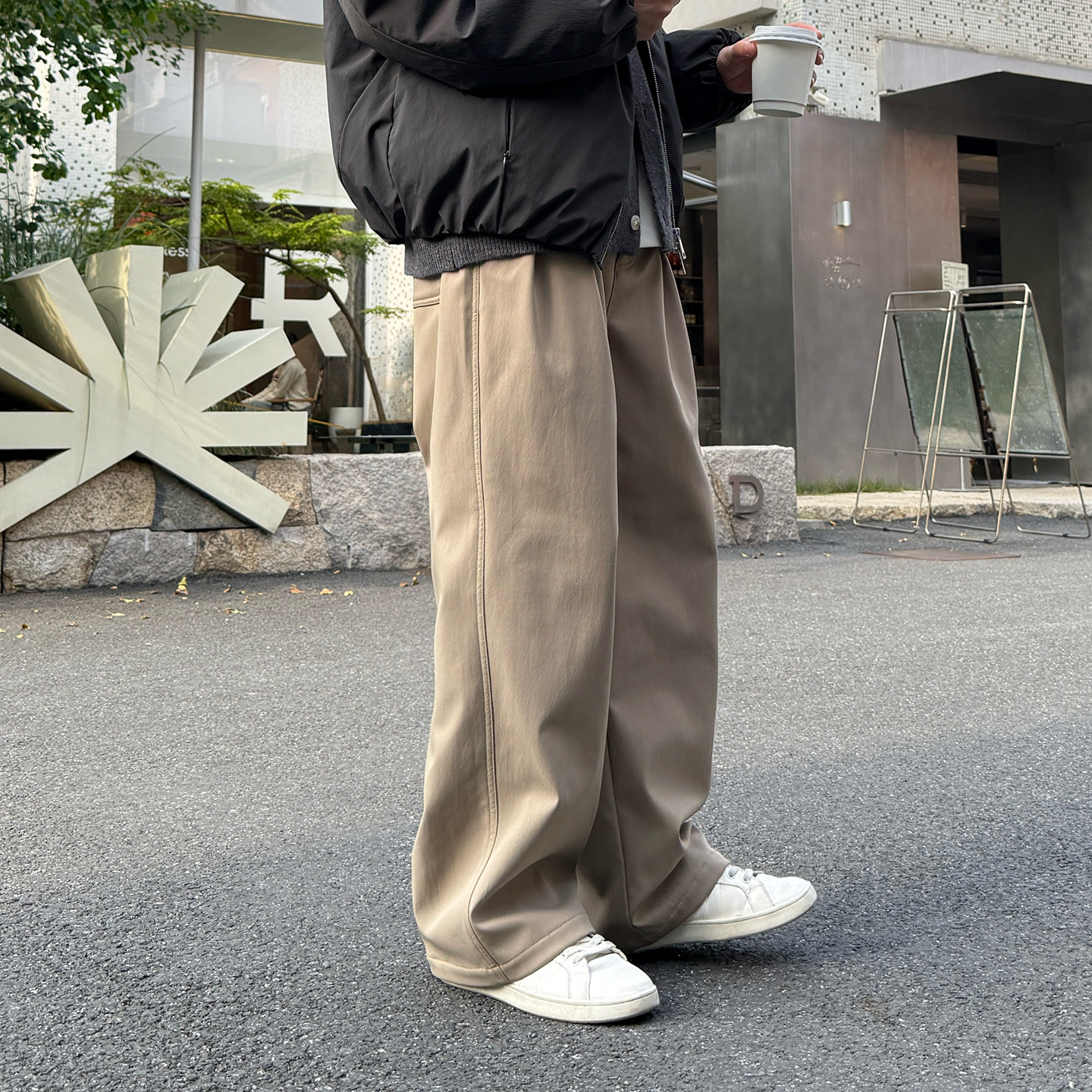 卡其色直筒型加绒休闲裤男款冬季宽松加厚长裤2025新款慵懒松弛感,男装,休闲裤,淘宝优惠券,粉丝福利购,淘宝优惠卷