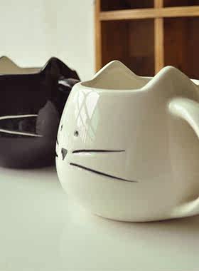 猫咪带勺子结婚礼物陶瓷水杯