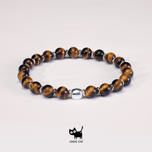 Logic 925纯银收藏级7A天然虎眼石原创设计招财转运手串 Cat