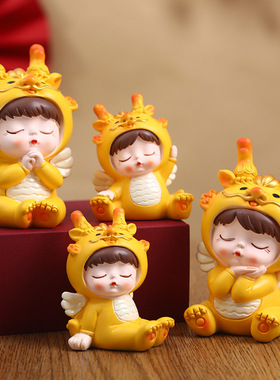 国潮瑞兽龙宝摆件中国风树脂手办