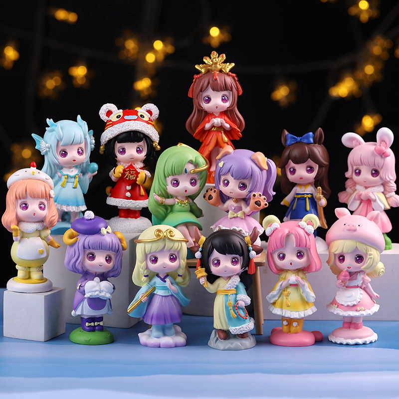 十二生肖盲盒网红2021新款全套女孩手办公仔摆件儿童女生生日礼物