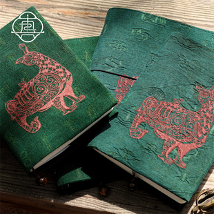 真我 晋候鸟尊非遗香云纱原创刺绣 国风手账本手工书衣笔记本a5a6