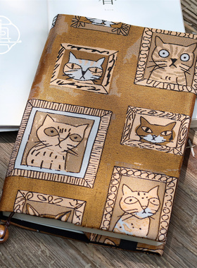 真我 法老的猫 复古搞怪童趣中式手账本手工布书衣日记笔记本a5a6