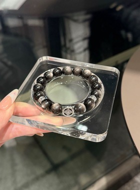 天然黑曜石草莓晶情侣款手链小众串珠手串招财本命年手链希洛阁