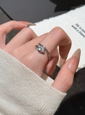 小灵蛇戒指S925银女小众设计尾戒开口食指戒