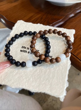 天然沉香手串简约天然水晶手串情侣手串招财招桃花转运手链希洛阁