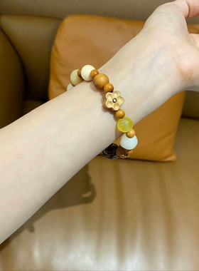 天然绿檀木拼接手串女中国风禅意木质手链男复古民族风盘玩希洛