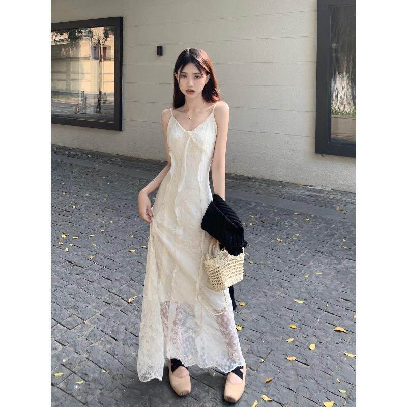 海边度假V领蕾丝吊带连衣裙女2连衣裙