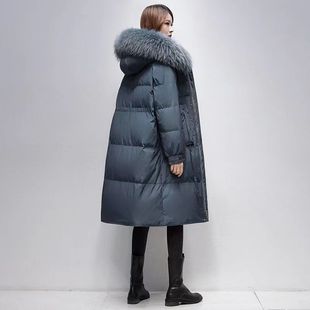 大码 羽绒服女胖mm200斤中长款 过膝加肥加大收腰韩版 孕妇保暖冬装