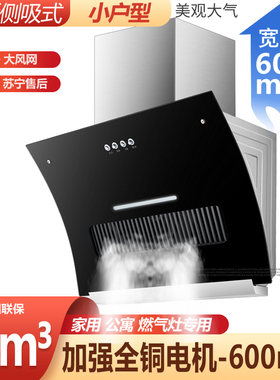 弧形侧吸式农村家用小尺寸公寓式500mm60cm400髋简易脱排烟机