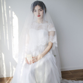 2024新款 蕾丝简单头纱 森系拍照旅行3米长头纱托尾1.5米短头纱