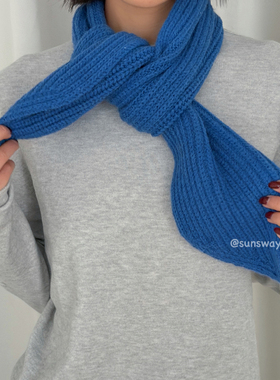 SUNSWAY韩系纯色毛线针织围巾慵懒风秋冬防寒简约百搭保暖围脖