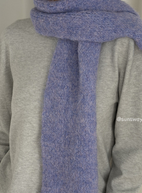 SUNSWAY秋冬韩系薰衣草紫色针织毛线围巾保暖加厚护颈百搭围脖