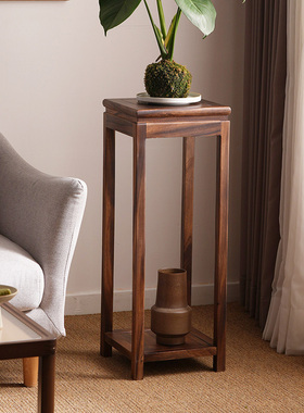 实木花架胡桃木榫卯整装花台新中式家用客厅阳台花几室内盆景架子