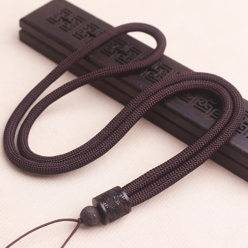 复古加粗吊坠挂绳黑檀黑曜石文玩