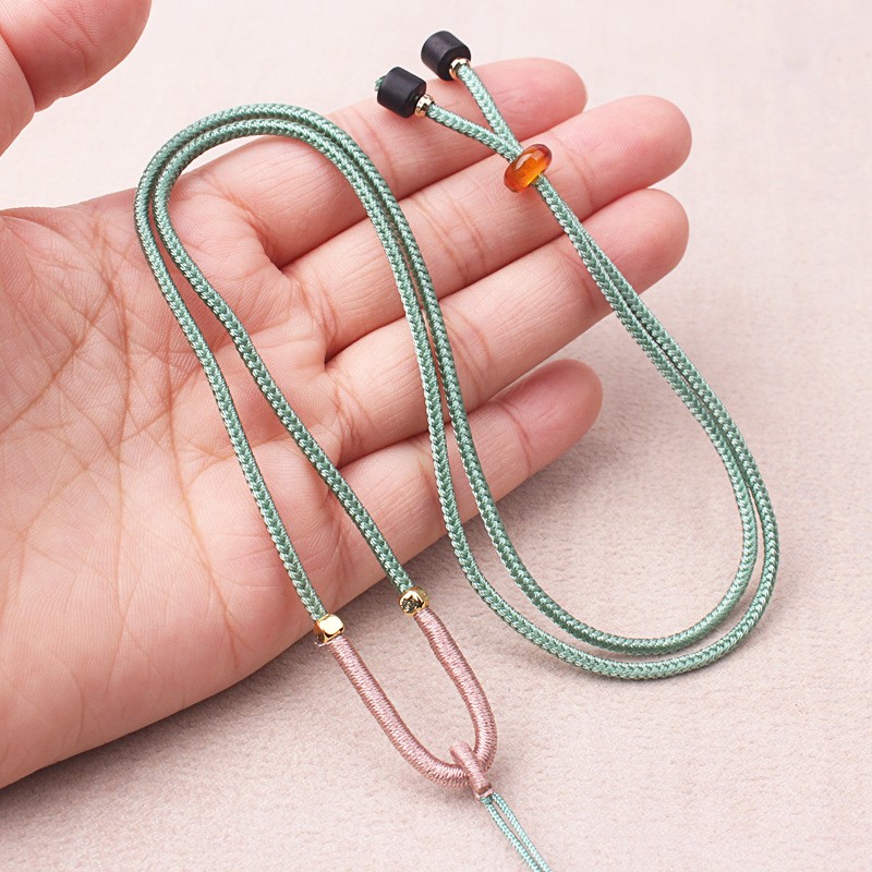 2mm素雅如意挂绳手工diy黄金平安扣玉佩吊坠项链绳调节男女挂脖绳