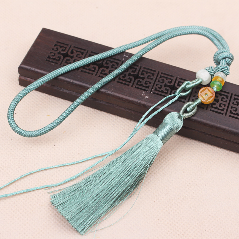diy手把绳短款钥匙翡翠金钱扣