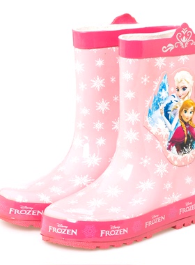 粉红色冰山冰雪公主ELSA中筒学生橡胶雨靴23-36#冰雪奇缘新款