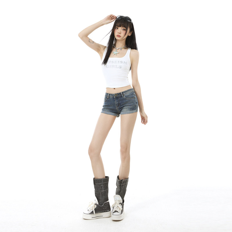 美式辣妹复古低腰牛仔短裤女2026新款夏季修身性感提臀超短热裤子