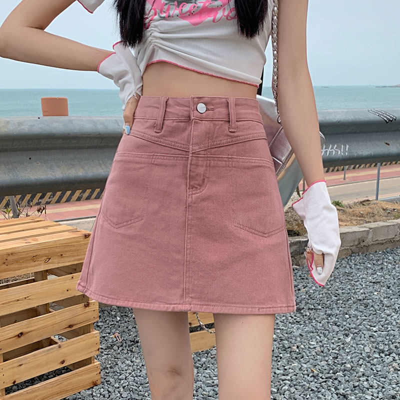 夏季辣妹高腰显瘦防走光牛仔裙裤